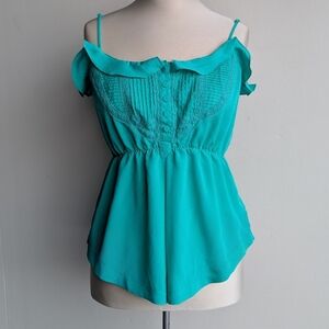 Green Ruffle Babydoll Tank Top